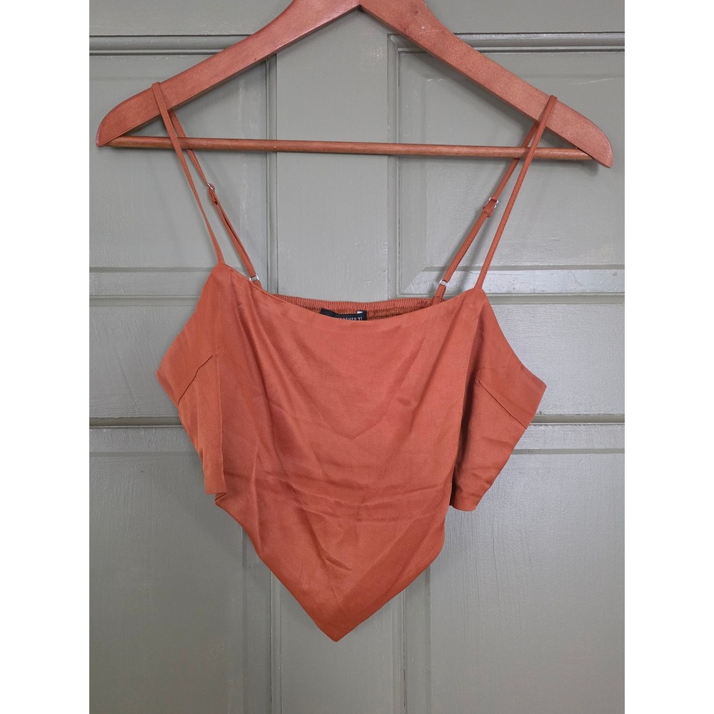 Forever 21 Rust Orange Handkerchief Hem Crop Top Smocked Back Small